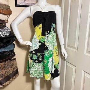 JFW Y2K Floral Strapless Dress💚 - Size M